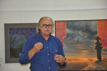 Josef Achrer ve Vyškově na vernisáži výstavy Ohlédnutí